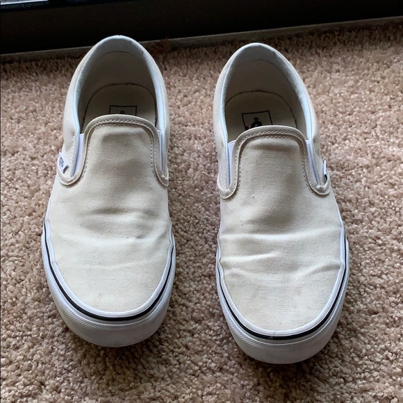 womens white canvas slip on vans